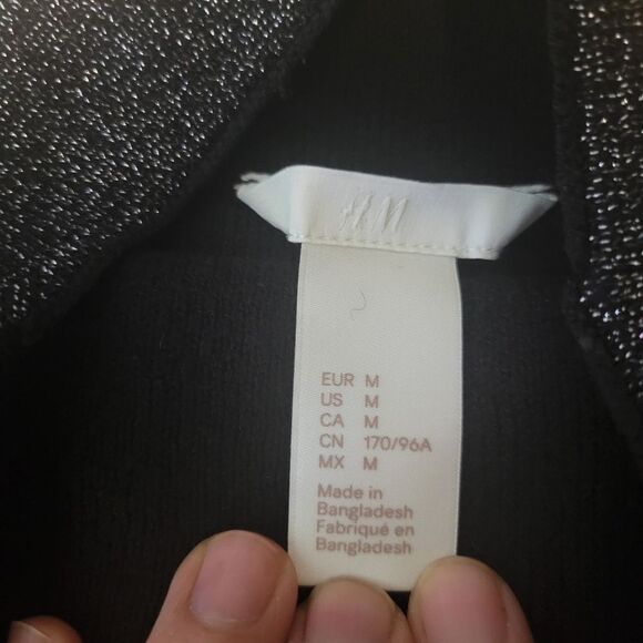 H&M Black Glitter Women Oversized Sweater Size Medium - Picture 3 of 7